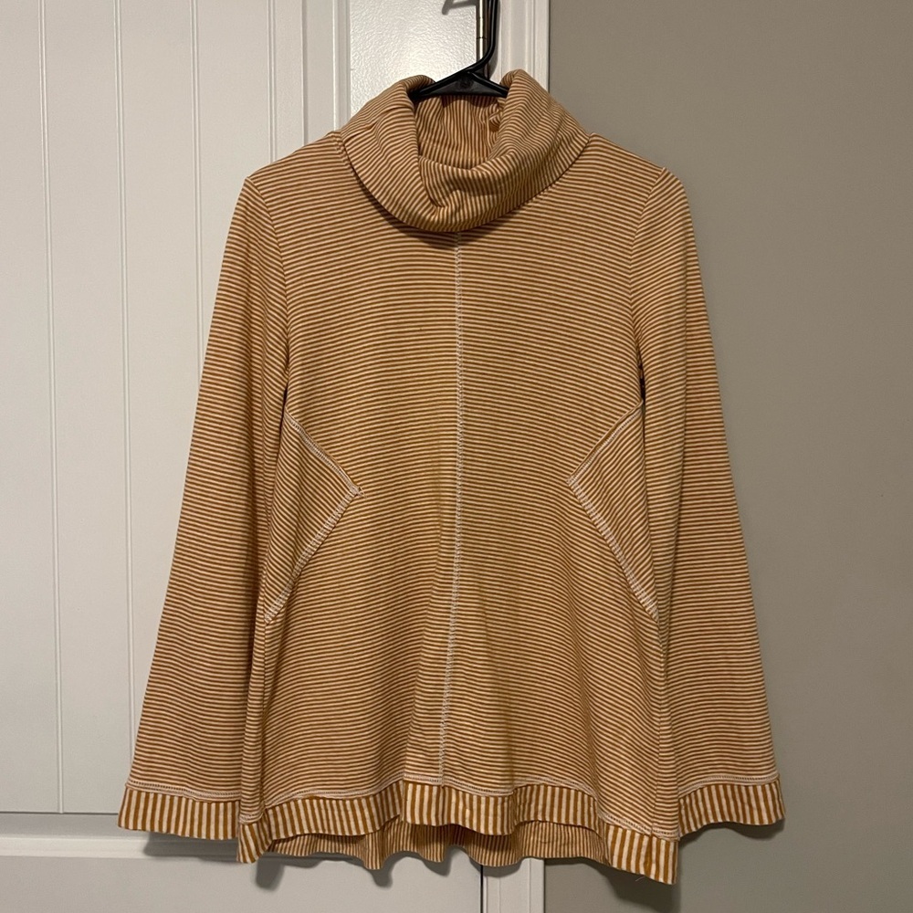 Maeve Tai Cowl Neck Stripe Sweater Mustard Size XS Anthropologie - Picture 4 of 8